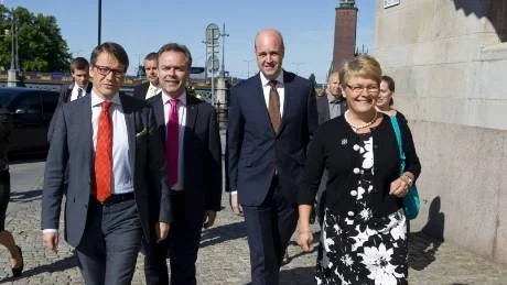 DAGEN VAR DERAS. Maud Olofsson (C) var den främste i Allianslaget när hon med Göran Hägglund (KD), Jan Björklund (FP) och Fredrik Reinfeldt (M) tog hem segern i partiledardebatten.