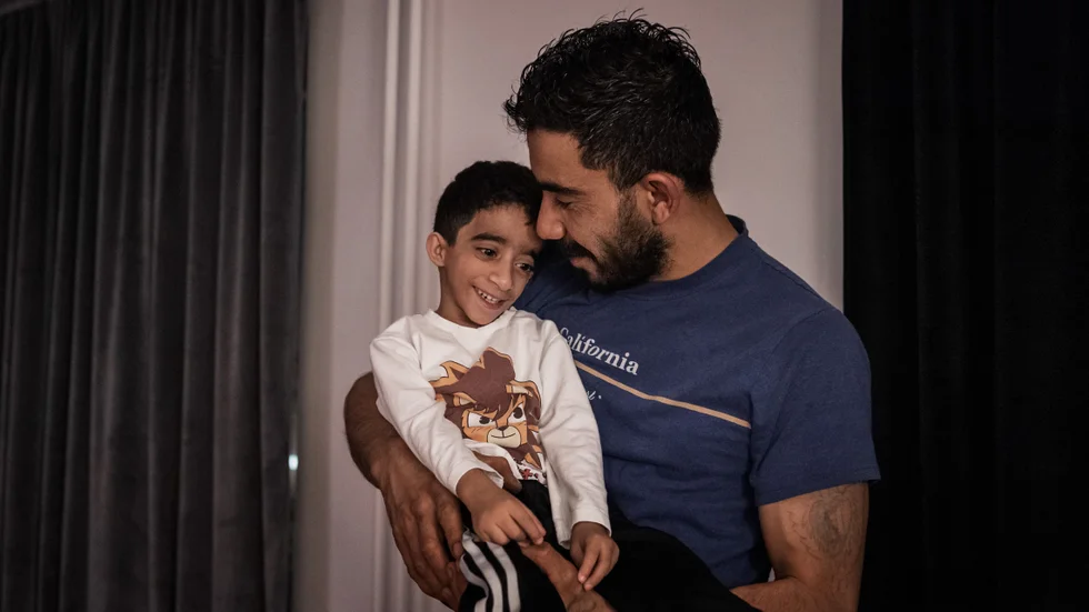 Sexårige Wisam Saleh och pappa Wadie Saleh.