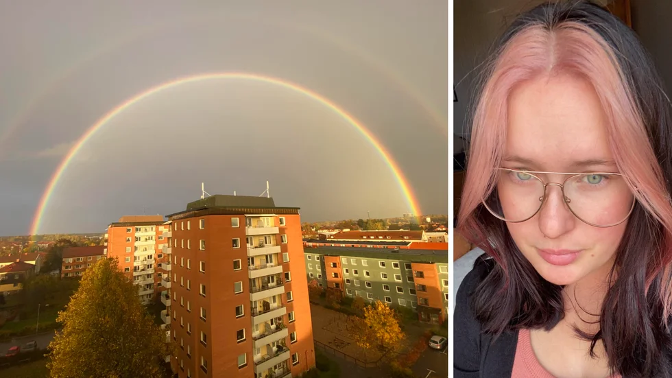 Annie Eriksson såg en dubbel regnbåge över Katrineholm. 