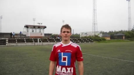 MÅLSKYTT. Robin Parviainen är högermittfältare i Haparanda FF och gjorde hemmalagets 1-0-mål i segern mot Ohtana/Aapua.