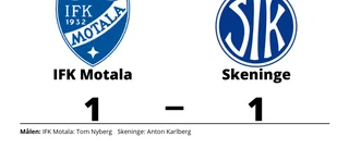 Oavgjort för IFK Motala hemma mot Skeninge