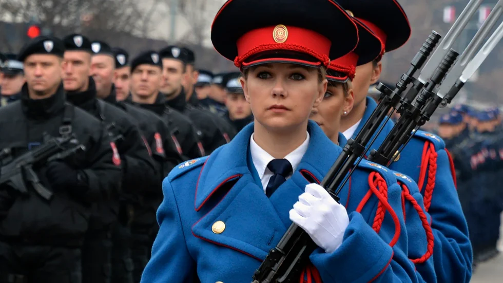 Medlemmar i den serbiska polisstyrkan i Republika Srpska i parad i januari.