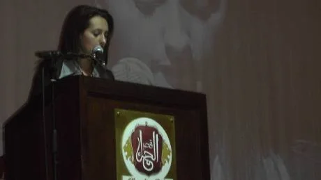 Shereen Nammari talade på kvinnodagen i Palestina. Det är Shereen Nammari som gotländska LO samarbetar med i utvecklingsprojekt i Palestina.