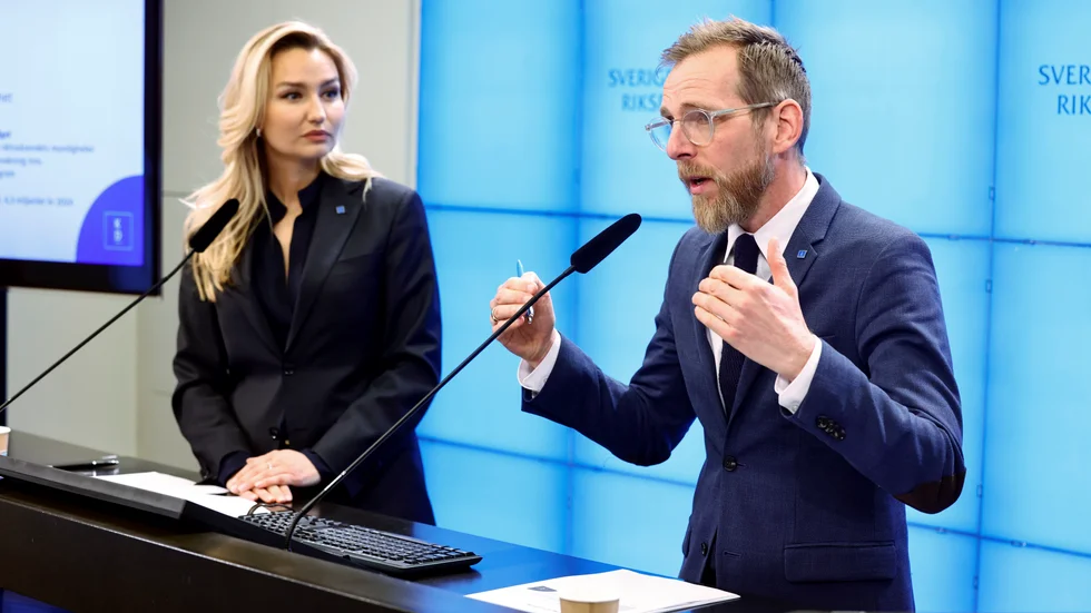 Kristdemokaternas partiledare Ebba Busch och ekonomiskpolitiske talesperson Jakob Forssmed. Arkivbild.