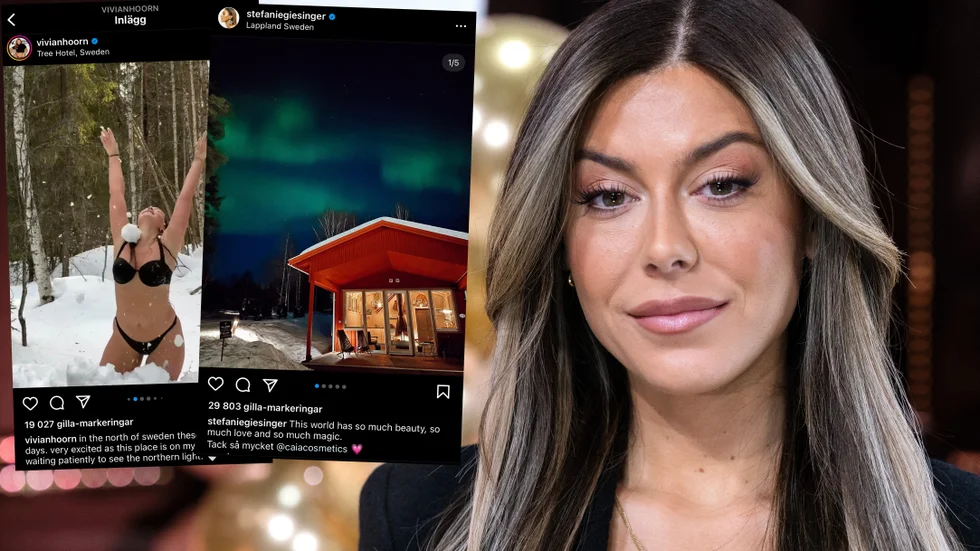 Bianca Ingrosso åkte tillsammans med flera internationella influencers till trädhotellet i Harads. 