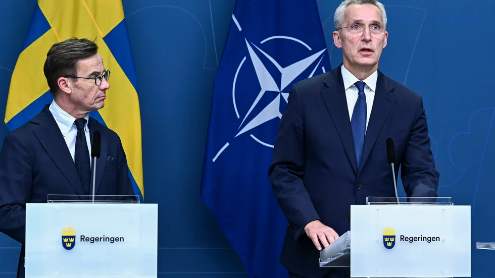 Statsminister Ulf Kristersson och Natos generalsekreterare Jens Stoltenberg.