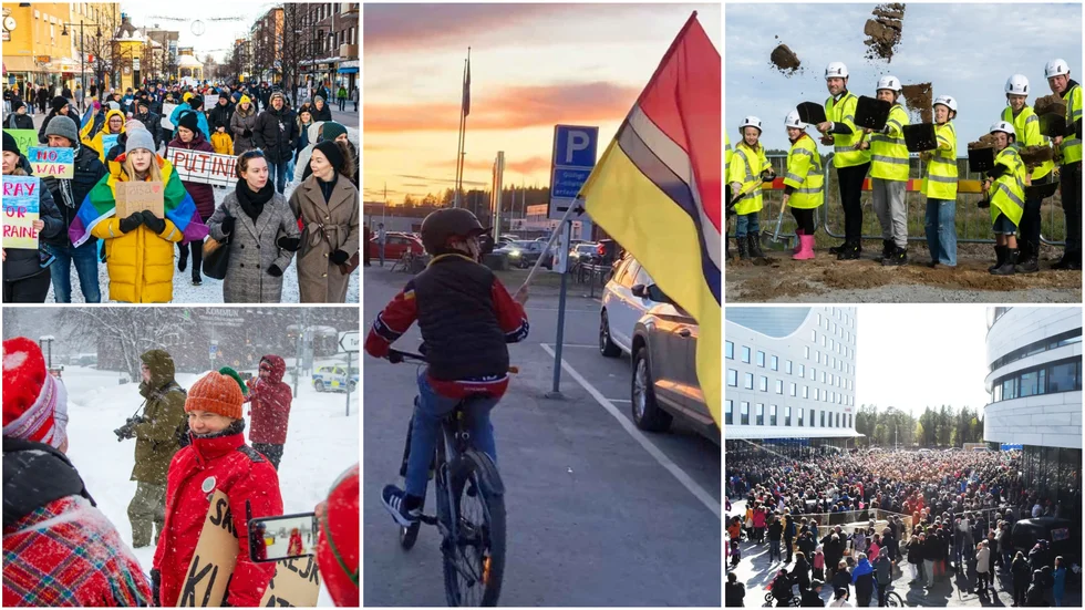 Protester mot kriget, ett förlorat SM-guld, första spadtaget för H2 Green stel, Greta Thunberg på besök i Jokkmokk och kirunaborna som invigde sin nya stadskärna. Några av årets nyhetshändelser.