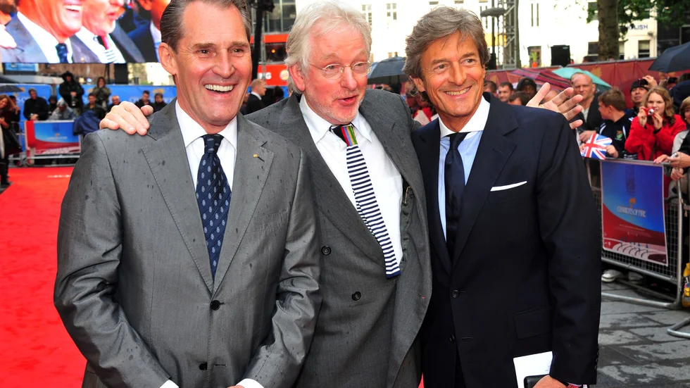 Från vänster: Ben Cross, Hugh Hudson och Nigel Havers på röda mattan 2012. Skådespelarna Cross och Havers var med i "Triumfens ögonblick". Arkivbild.