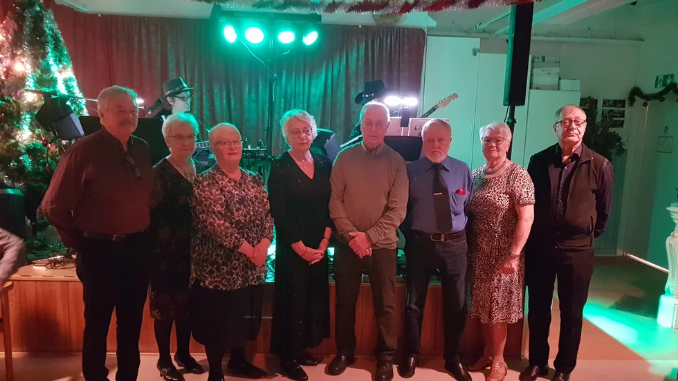 Festkommitten från vänster: P-O Dynesius, Elna Isaksson, Marja-Lisa Persson, Eleonor Jakobsson, Ulf Henriksson, Bertil Vinsa, Sigrid Högnelid och Ture Kuhla.