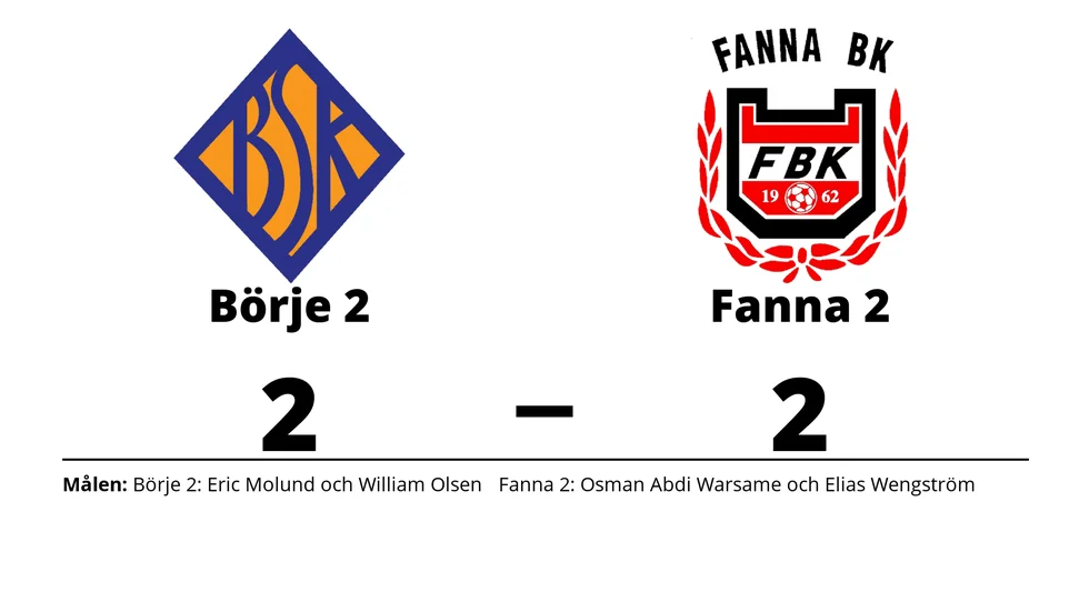 Börje SK 2 spelade lika mot Fanna BK 2