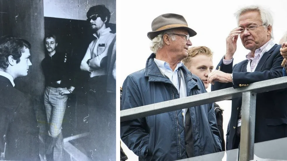 Carl XIV Gustaf och Ulf Gemsiö tillsammans på Stockholms nation i Uppsala 1968 och på Mantorp Park 2014.