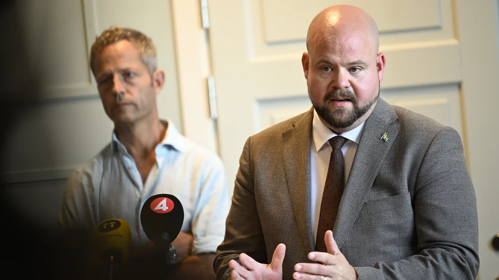 Landsbygdsminister Peter Kullgren (KD). Bild från gårdagens pressträff.