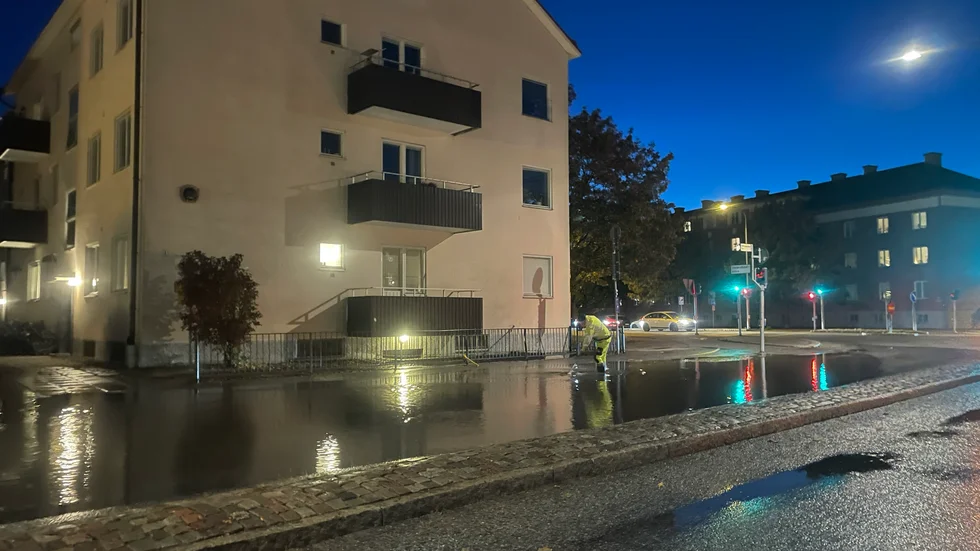 Så här såg det ut klockan 19 i korsningen Fålhagsleden/Strandbodkilen.