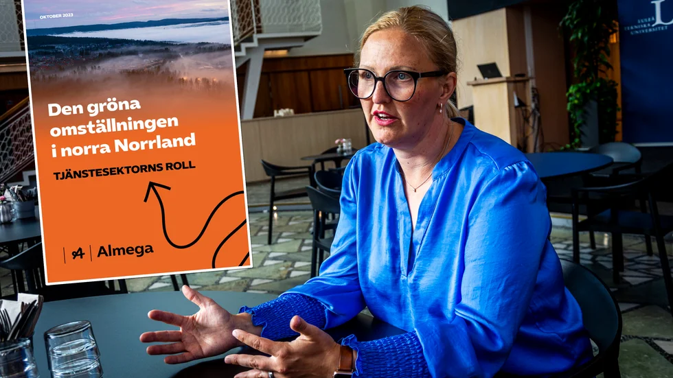 Carina Sammeli välkomnar rapporter som, likt Almegas (se infällda bilden), lägger fram fakta om den samhällsomvandling som pågår i Norra Sverige. "Då finns det fler som ser och säger samma saker som jag", menar hon.