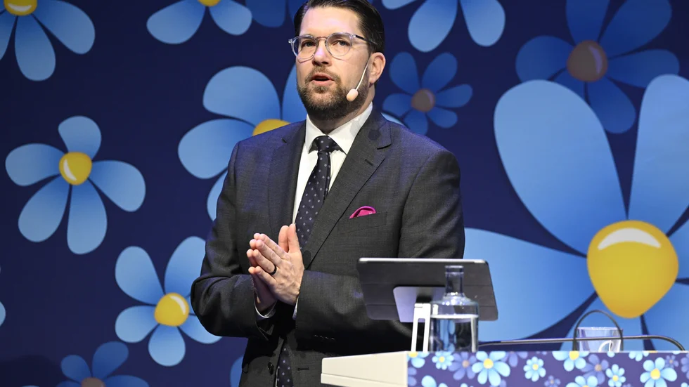 Partiledare Jimmie Åkesson (SD) talar under Sverigedemokraternas landsdagar på Västerås kongress.