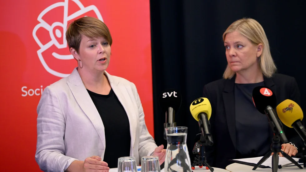 Kommunstyrelsens ordförande Malmö Katrin Stjernfeldt Jammeh (S) och statsminister Magdalena Andersson (S) håller pressträff om krafttag mot arbetslivskriminalitet i Malmö.