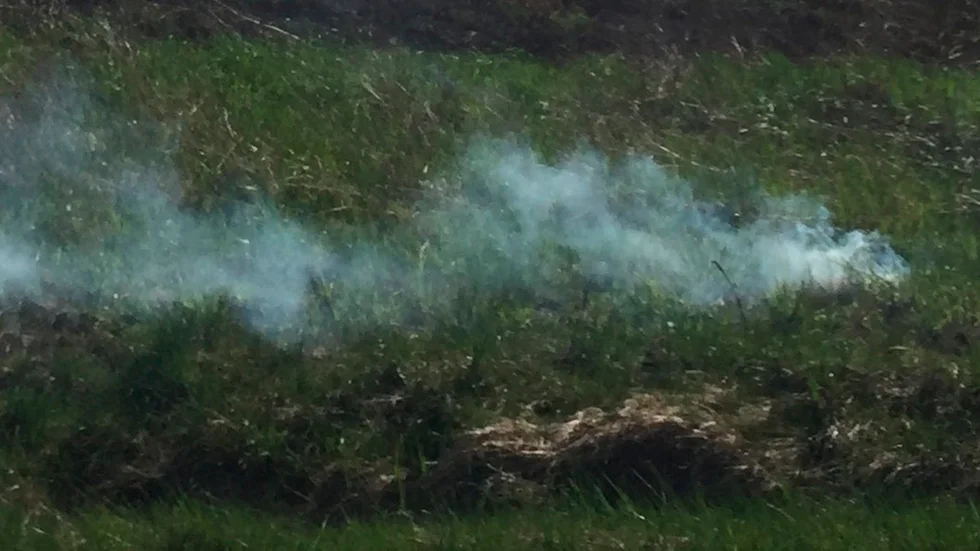 Obs, denna bild är tagen i samband med en annan gräsbrand.