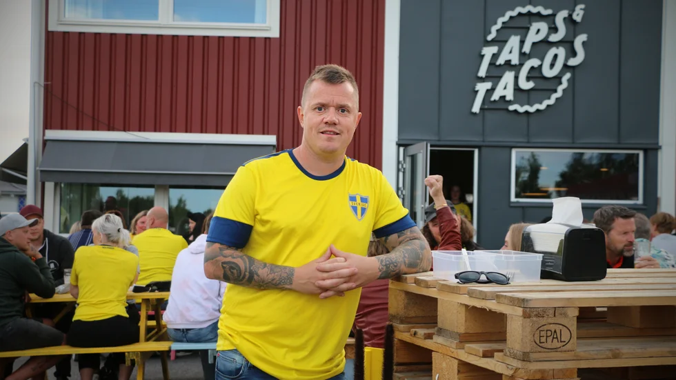Fredrik Nilsson, grundare och projektledare för Camp Piteå, hoppas på bra uppslutning när Sveriges match mot Spanien visas på Camp Piteå på tisdag. (Arkivbild)