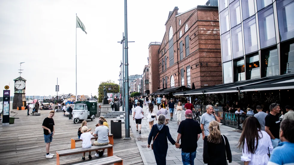 Området Aker brygga i Oslo. Arkivbild.