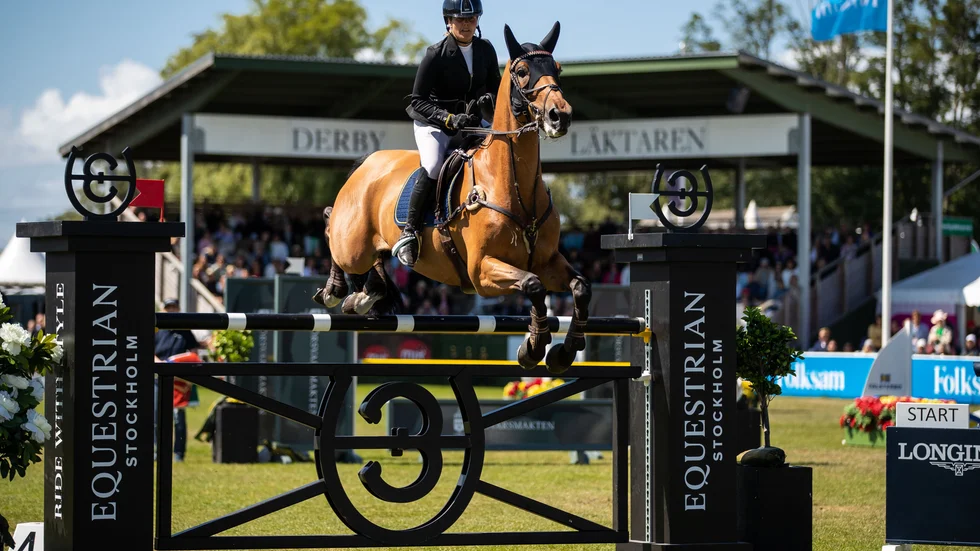 Rutinerade Helena Lundbäck och hennes Antina V't Merelsnest Z gjorde succé i fjolårets Falsterbo Derby. Favorit i repris under lördagen? 