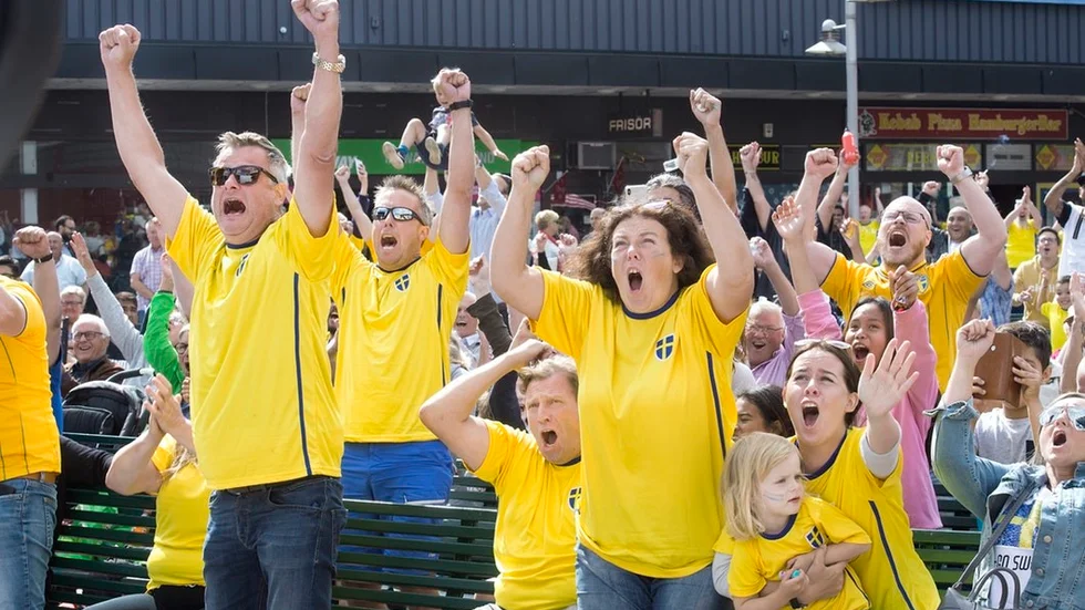 Hurrarop när Sverige gjorde mål mot Sydkorea. Arkivbild.