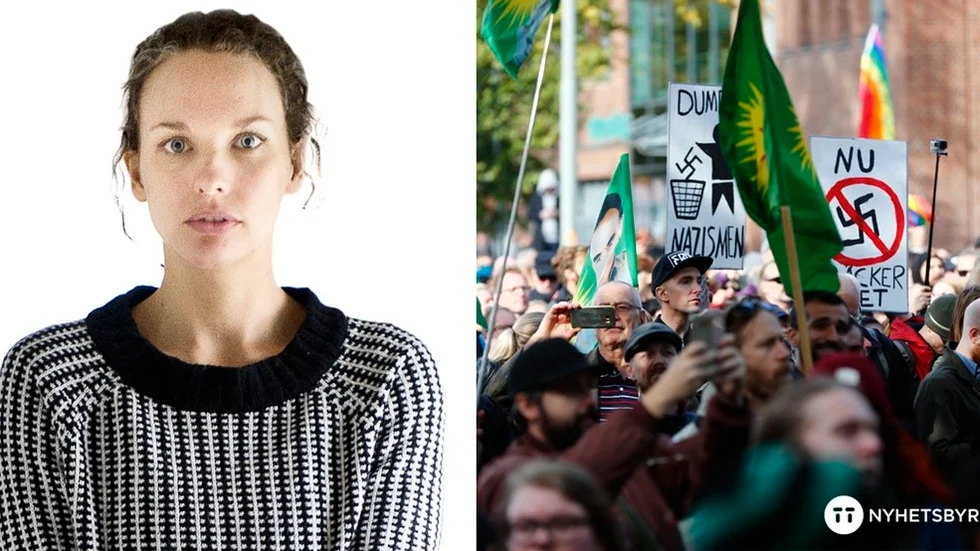 SN:s nyhetschef Janna Holmqvist hyllar de som står upp för ett Sverige där alla har lika stor rätt att leva. Foto: Fredrik Ericsson/Thomas Johansson (TT).