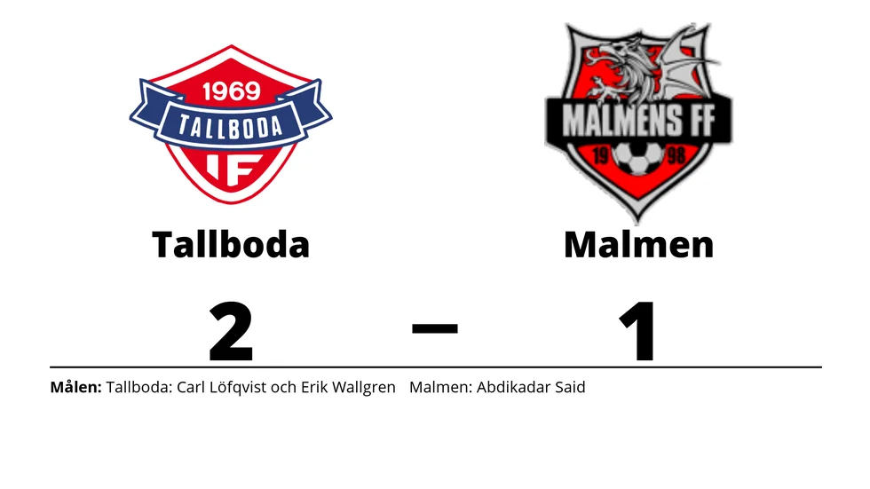 Tallboda IF vann mot Malmens FF