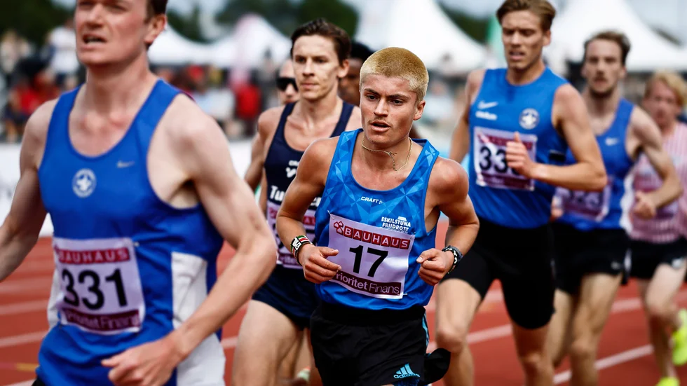 220807 Emil Millán de la Oliva Eskilstuna FI f femma i 5000 m under SM i friidrott den 7 augusti 2022 i Norrköping. 
Foto: Peter Holgersson / BILDBYRÅN / COP 102 / PH0153