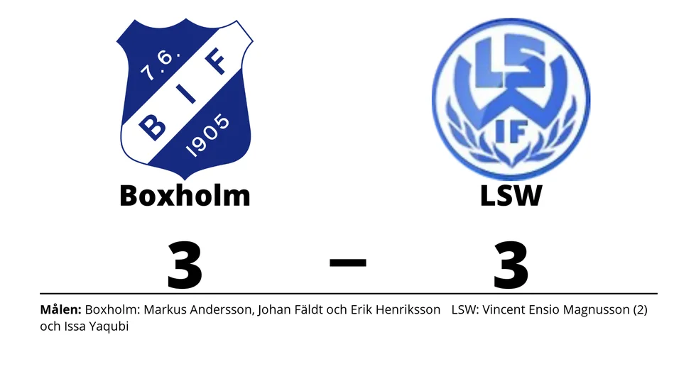 Boxholms IF spelade lika mot LSW IF