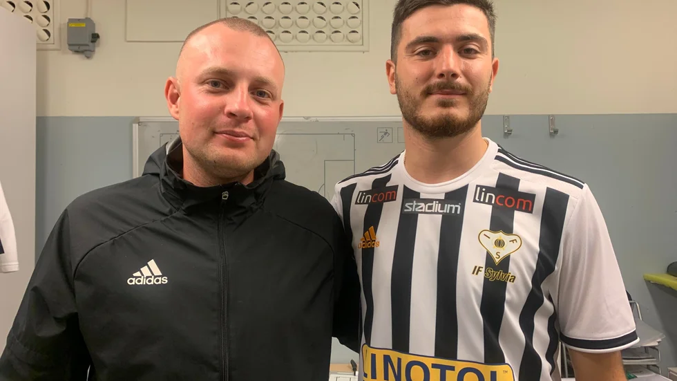 Fredrik Landén med Amer Ibrahimovic.