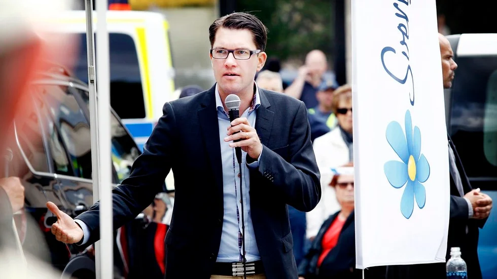 Jimmie Åkesson vid ett tidigare besök i Eskilstuna. Bilden är tagen 2014.