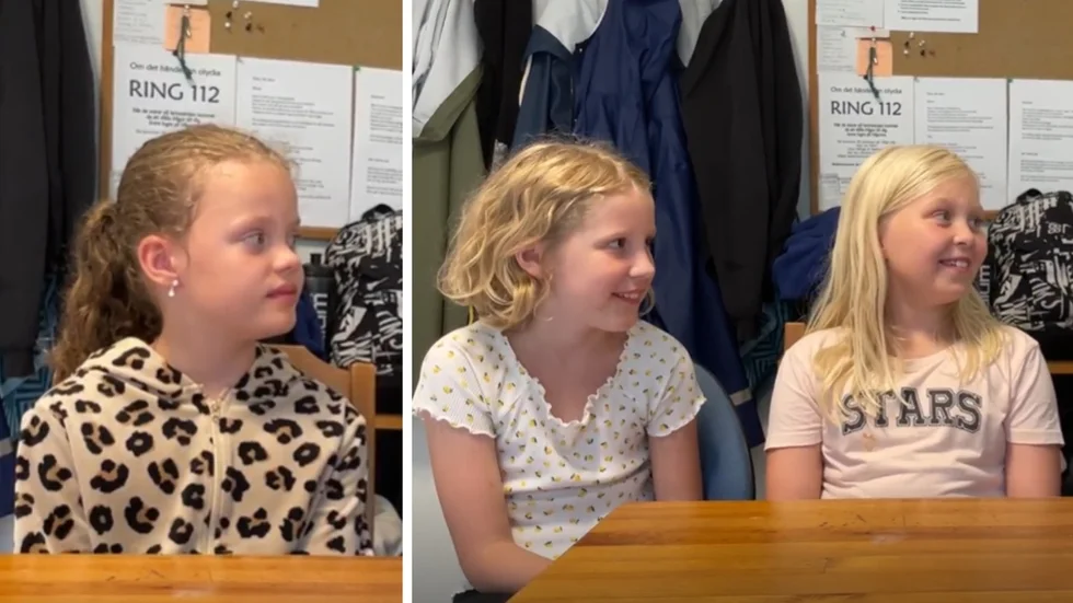 Alicia Stenström, 8 år, Elvira Pedersen, 9, och Isabelle Lindell-Stensson, 9, pratar med tidningen om att ha egna pengar.