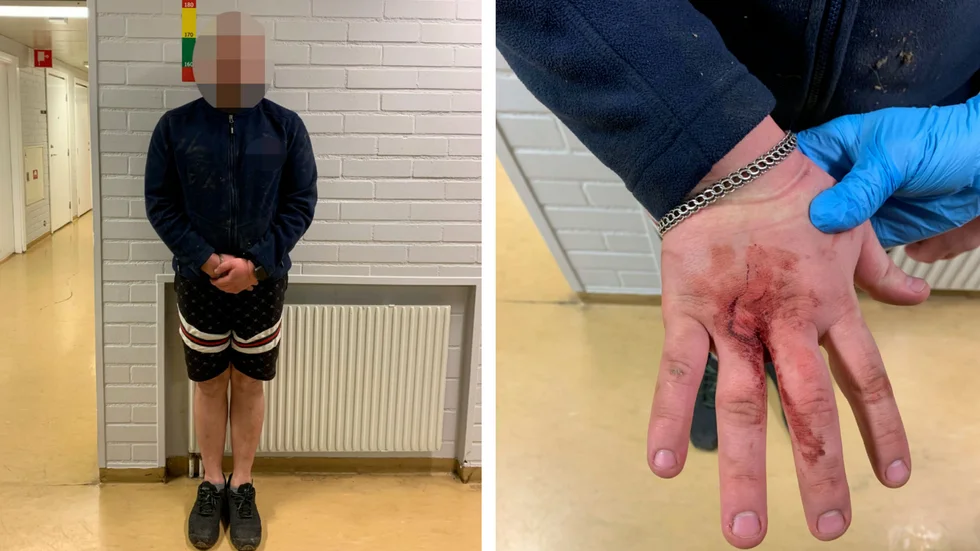 Den 26-årige lastbilschauffören greps av polisen. Han hade en skada på sin ena hand. (Bilderna är hämtade ur förundersökningen.) 