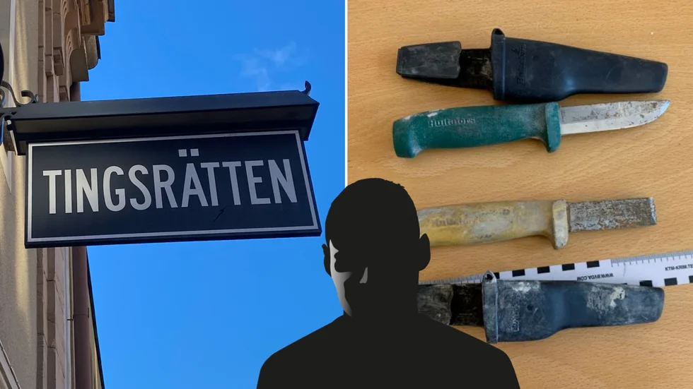 En man från Finspång döms till brott mot knivlagen efter att ha burit knivar i rätten.