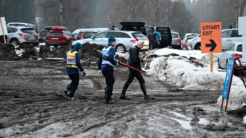Det var bra lerigt och slaskigt i anslutning till vasaloppsstarten i Sälen i helgen.