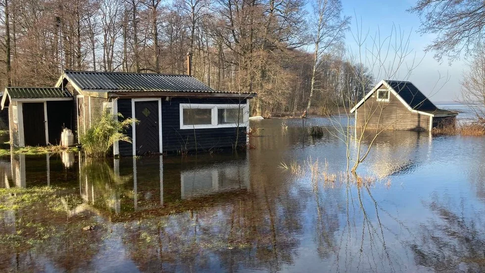 Så här har det sett ut vid Ringsjön i Skåne efter att vattennivåerna ökat rekordartat.