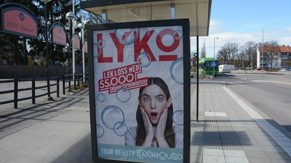 Reklam för Lyko på Västeråsvägen i Eskilstuna.