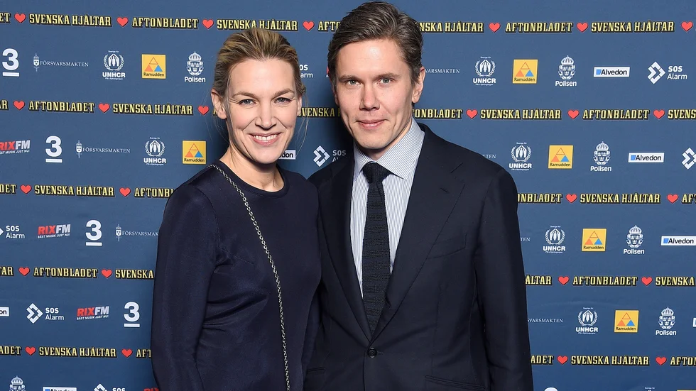 Malin Qvänstedt Myllymäki och Tommy Myllymäki på Svenska Hjältar-galan 2019.