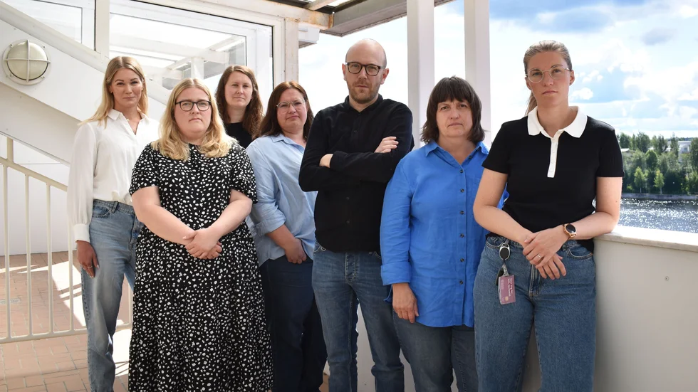 Från vänster: Maria Backlund (Vision), Liza Abrahamsson (SSR), Selina Bourner Green (Vision), Helena Granström (Vision), Erik Nyström (SSR), Christina Johansson Lindberg (Vision) och Amanda Bjurman (SSR).