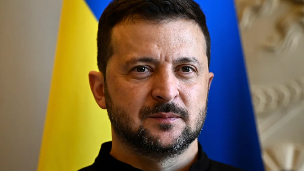 Ukrainas president Volodymyr Zelenskyj på bild från i fredags.