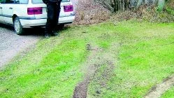 Full fart genom buskaget. Andreas hade parkerat sin bil så inkräktarna skulle hindras att komma iväg. Genom att göra en rivstart på gräsmattan lyckades de komma mellan bilen och en stor sten. De forcerade ett buskage och trodde nog att de därmed hade fri väg.