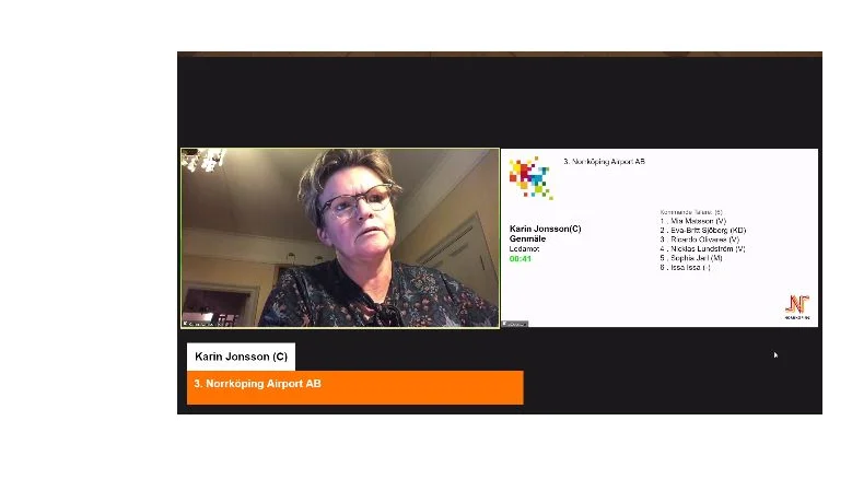 Karin Jonsson (C) tyckte att det bästa vore att flygandet samlades i Linköping. Något reguljärflyg ut i Europa lär vi aldrig få, sa Jonsson i debatten om Norrköping Airport.