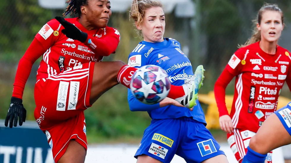 Nina jakobsson hade Piteås bästa chans i andra halvlek i den mållösa matchen mot Vittsjö.