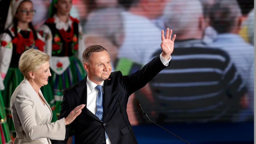 Polens president Andrzej Duda och hustrun Agata Kornhauser-Duda på söndagen.