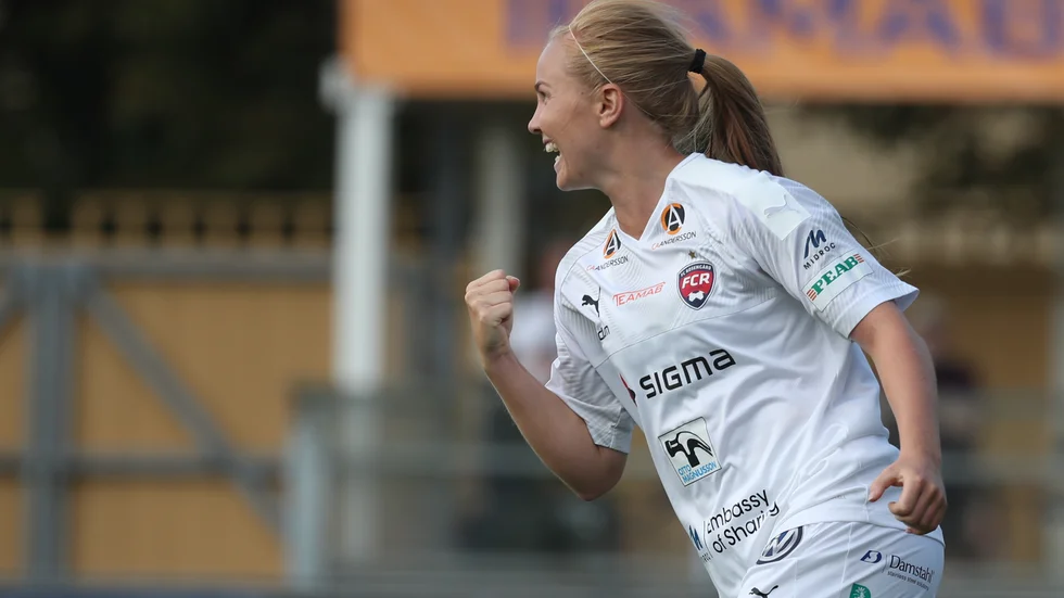 Rosengårds Glodis Perla Viggosdottir jublar. Arkivbild.