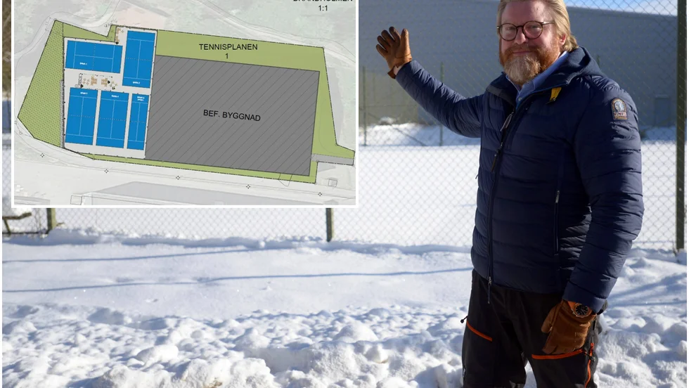 Så här kommer Nyköpings tennisklubbs padelhall att se ut. Föreningens ordförande, Jonas Ekegren, visar upp hallen.