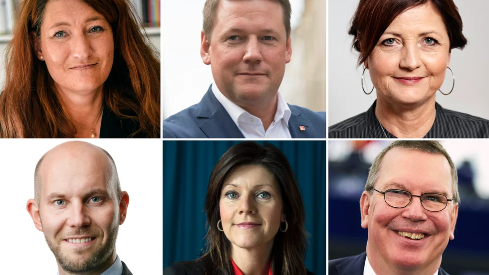 LO:s Susanna Gideonsson, Kommunals Tobias Baudin, IF Metalls Marie Nilsson, kommunalrådet Claes Nordmark, ministern Eva Nordmark och EU-parlamentarikern Erik Bergkvist ger sin syn på saker och ting.
