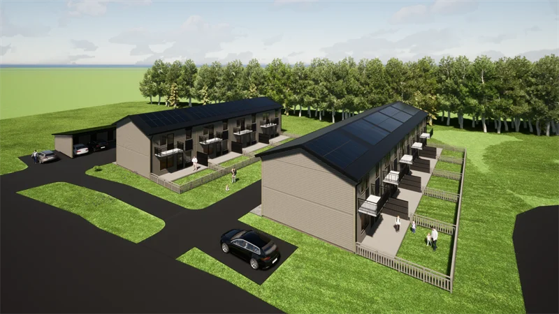 Varje radhus har fyra rum och är av samma modell från Jörnträhus som byggdes 2018 i kvarteret Möjligheten på Morö backe.