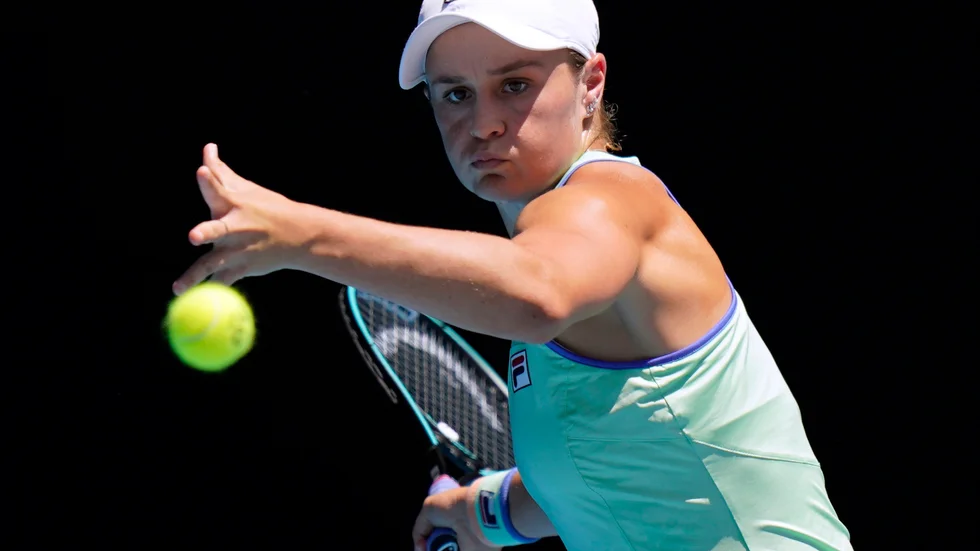 Ashleigh Barty under Australian Open i januari.
