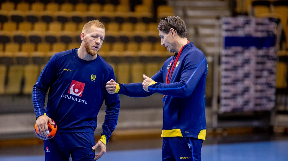 Jim Gottfridsson och förbundskapten Glenn Solberg. Arkivbild.